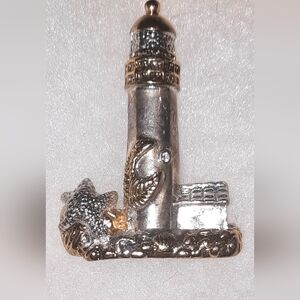Lighthouse pendant or brooch pin two tone scarf hat lapel women's Figural